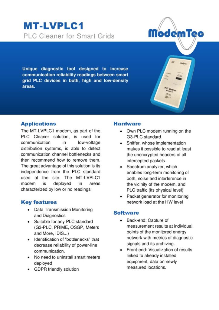 Modem MT-LVPLC1 Data Sheet